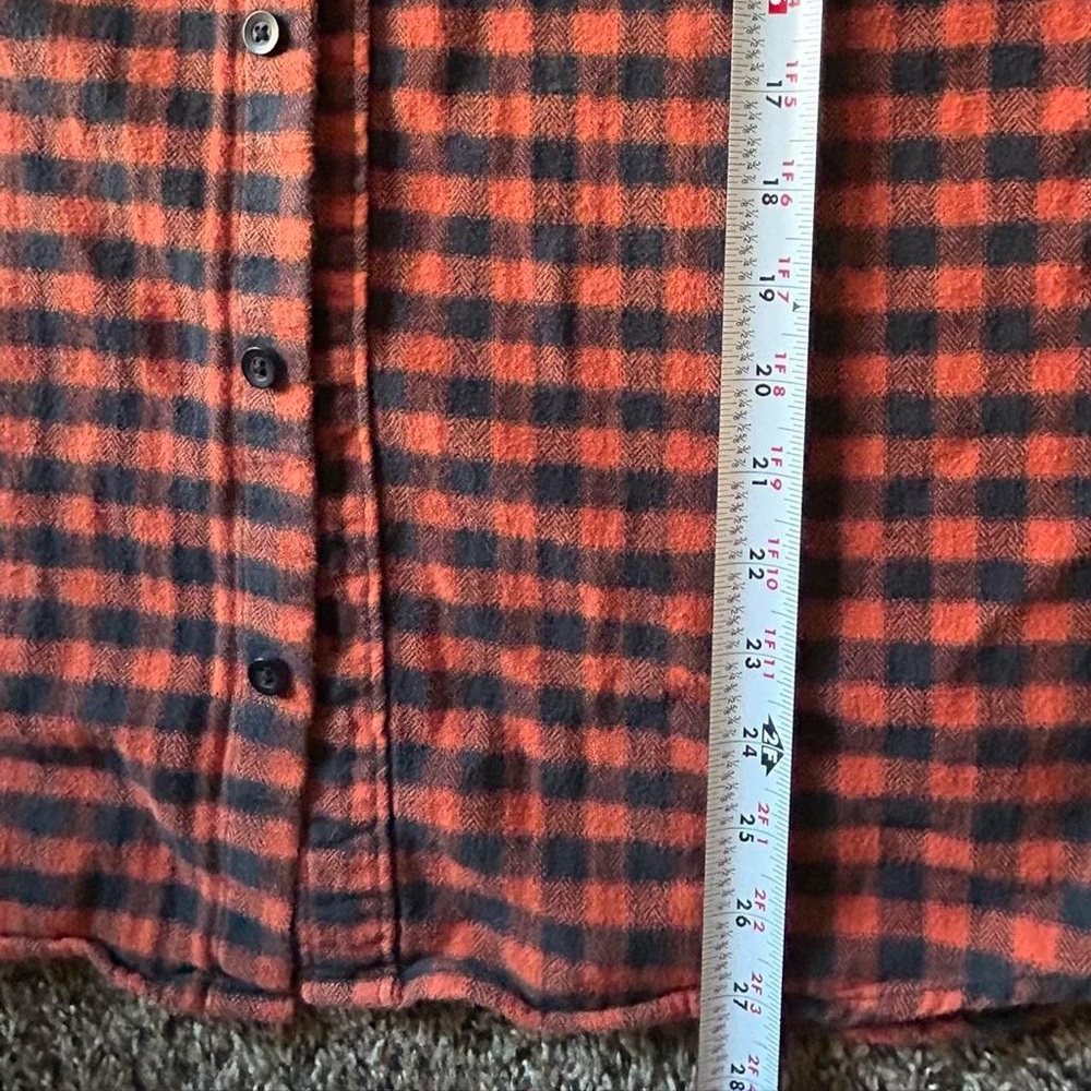 Hollister Black & Orange Plaid Button-Up Shirt | Casual Flannel - Picture 4 of 5